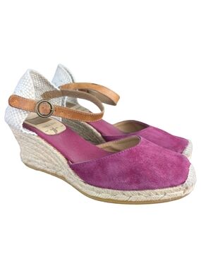 Kanna Pink Suede Espadrille Wedge Sandals Made in Spain | Size 38 US 7.5/8